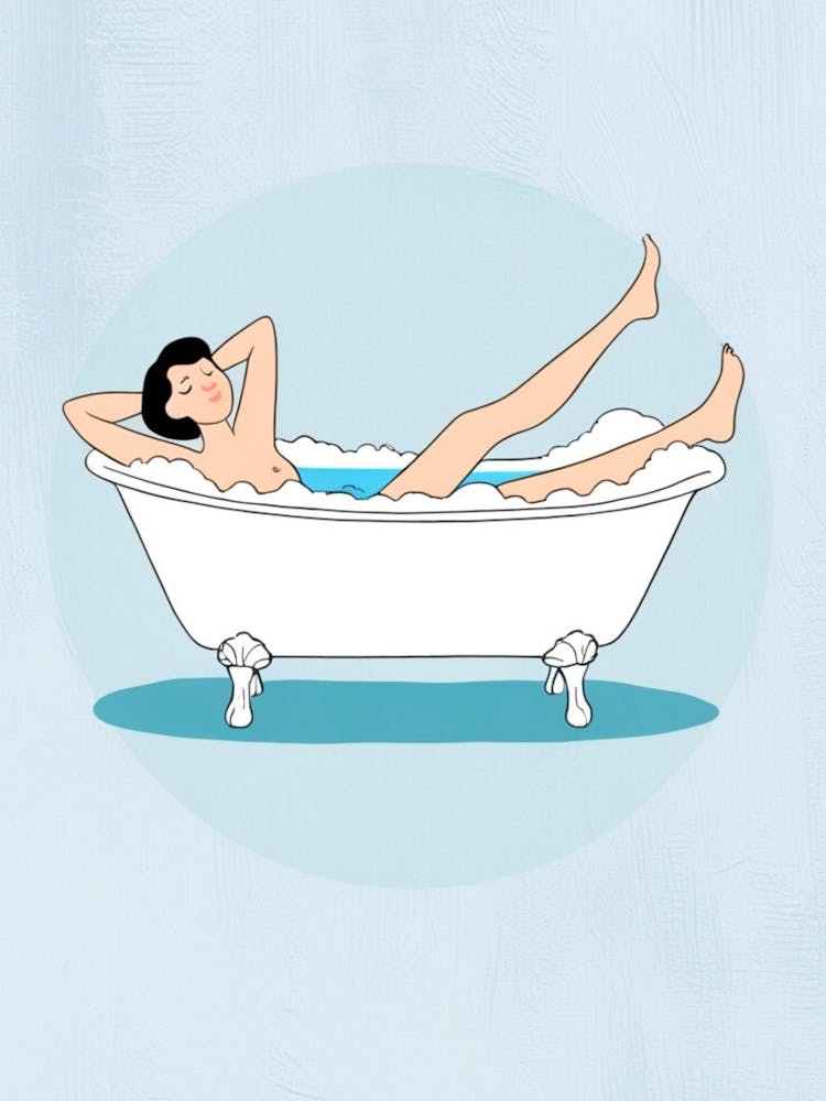 Woman Relaxing In A Bathtub
