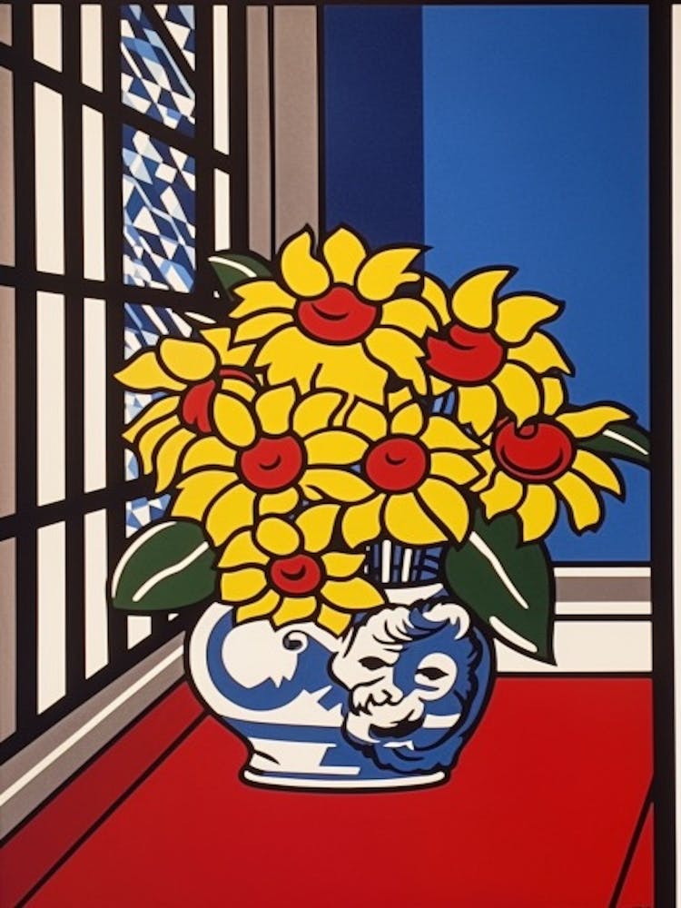 Chrysanthemums Flower Still Life 2 Pop Art Style