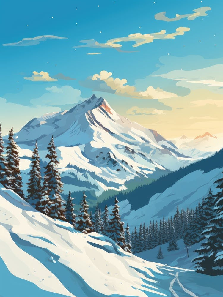 Winter Landscape With Snowy Mountains