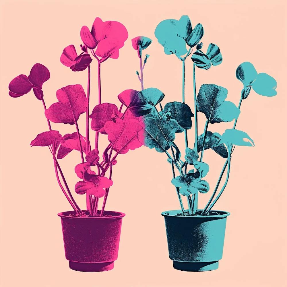 Andy Warhol Style Pop Art Flowers Cyclamen 1 Square