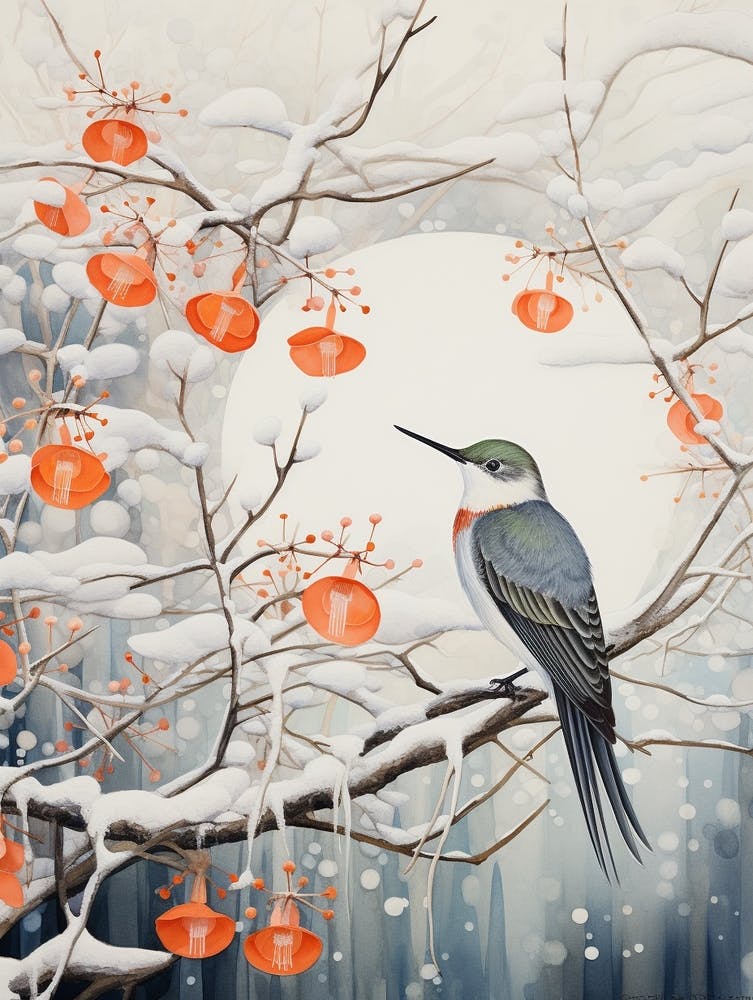 Winter Bird Painting Hummingbird 2