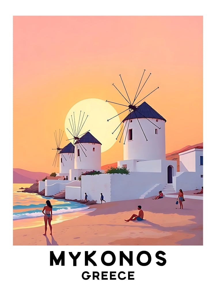 Mykonos - Greece Vintage Travel Poster 11