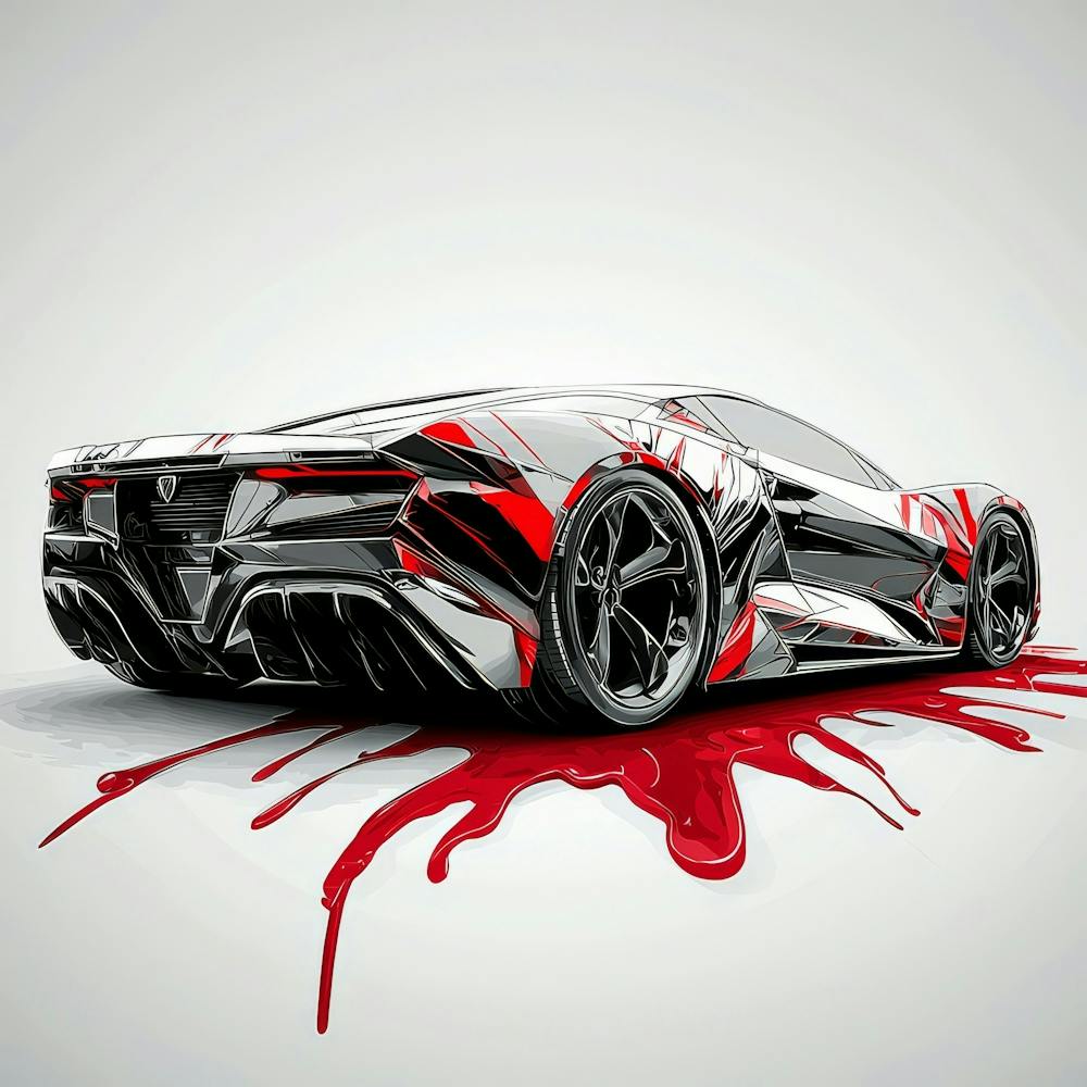 Color Drip Design A Sleek Sports Car .Generated AI. Wall