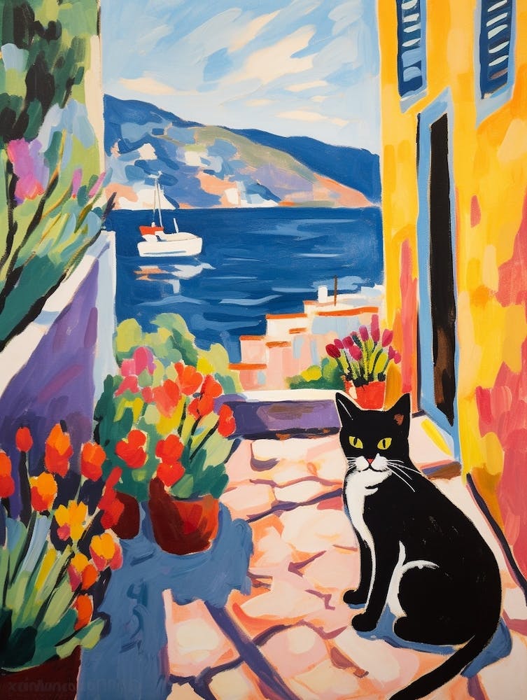 Painting Of A Cat In Korcula Croatia 1