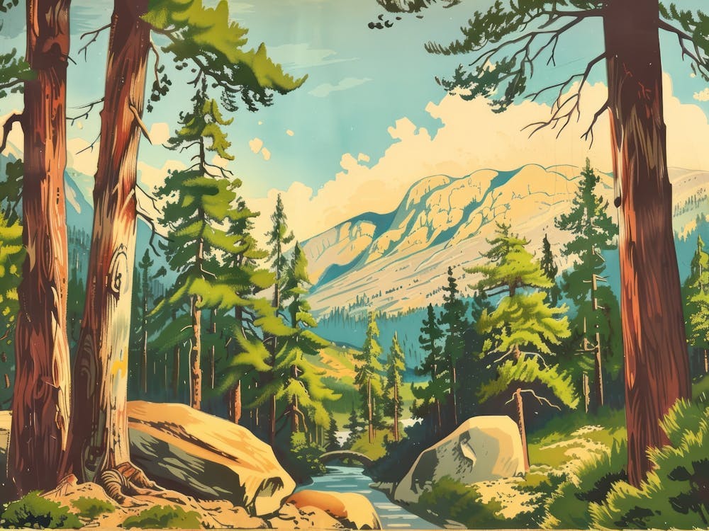 Retro Wooded Pines 4