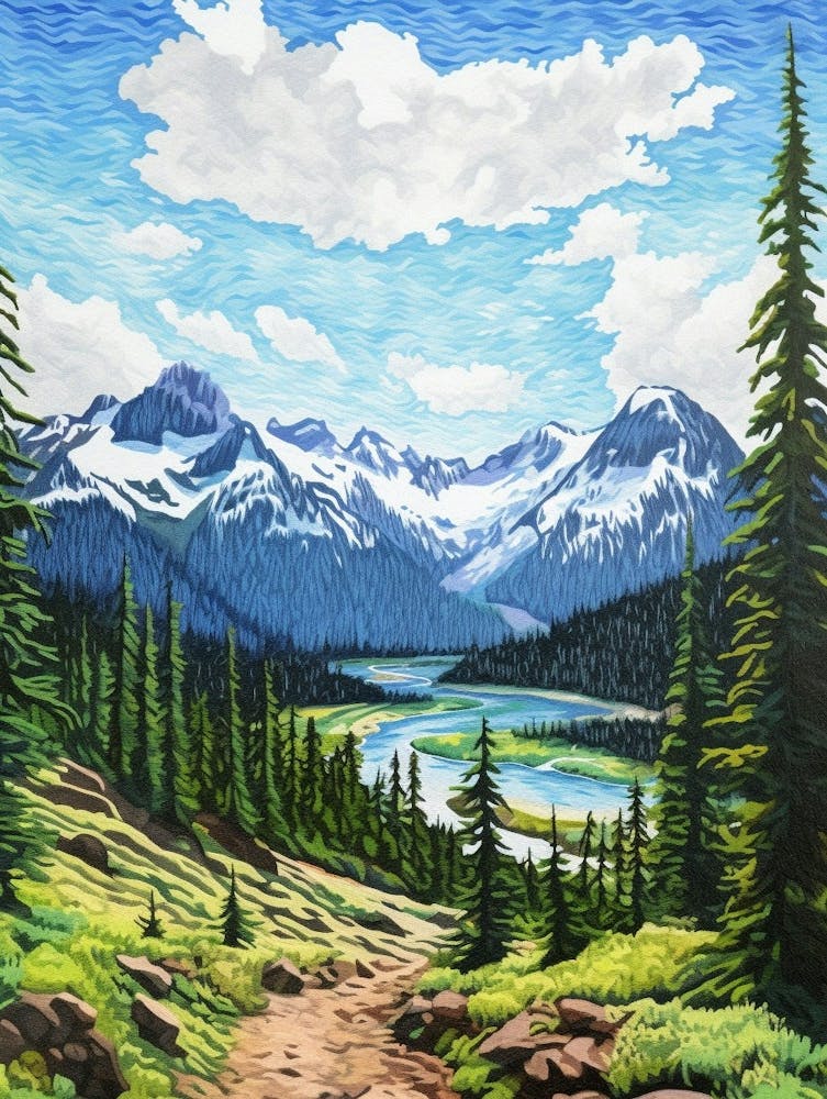 North Cascades National Park Retro Pop Art 11