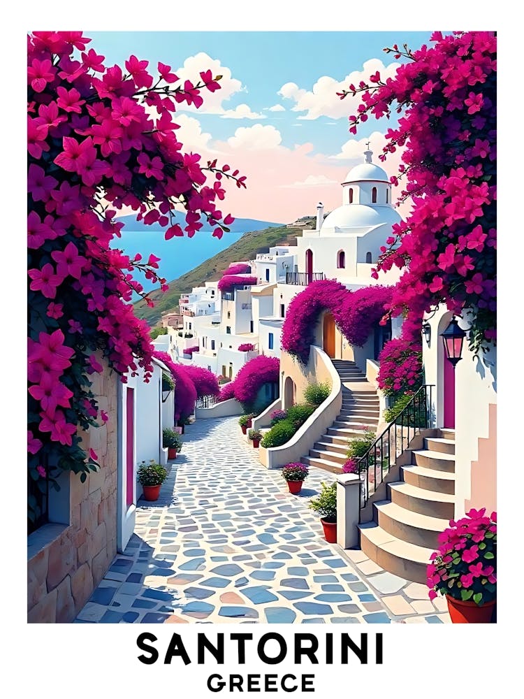 Santorini - Greece Vintage Travel Poster 26