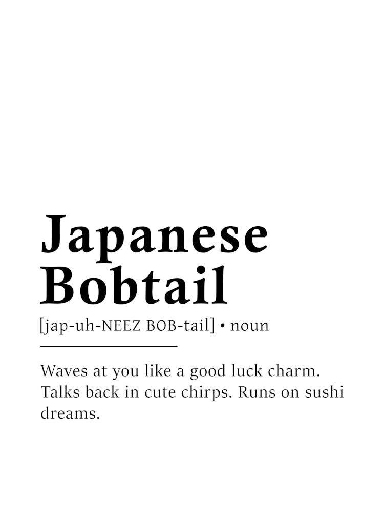 Japanese Bobtail Definition Poster - Dictionary