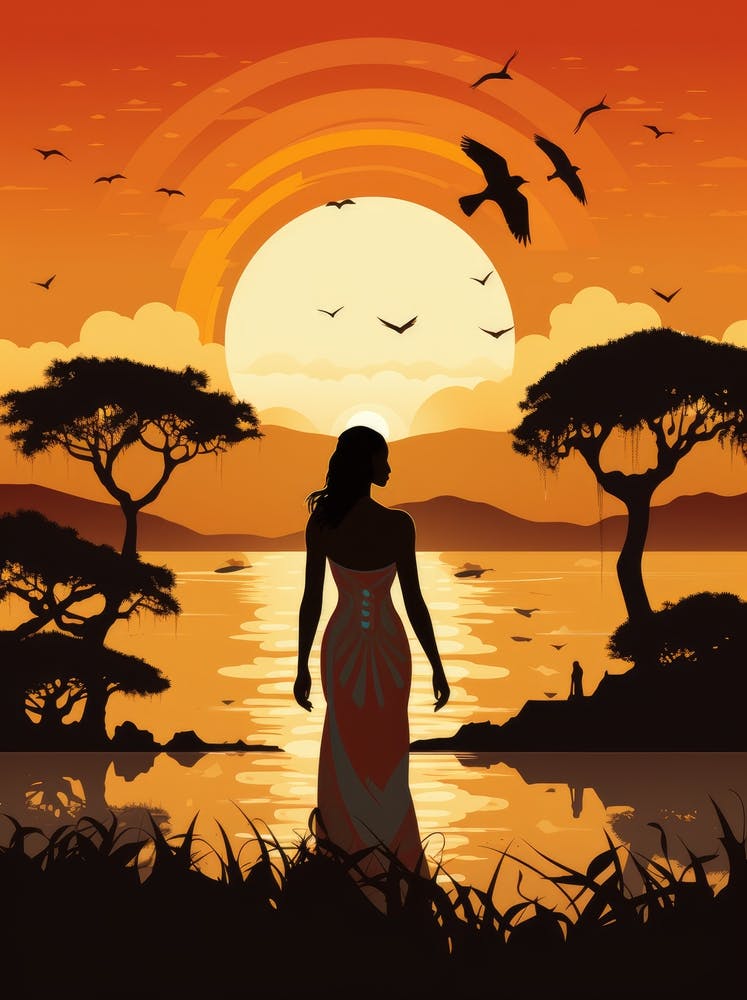 Afrikanische Frau bei Sonnenuntergang 2