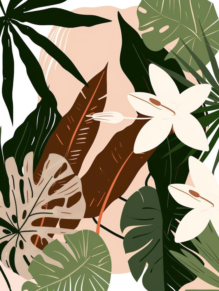 Tropical Leaves And Flowers 3