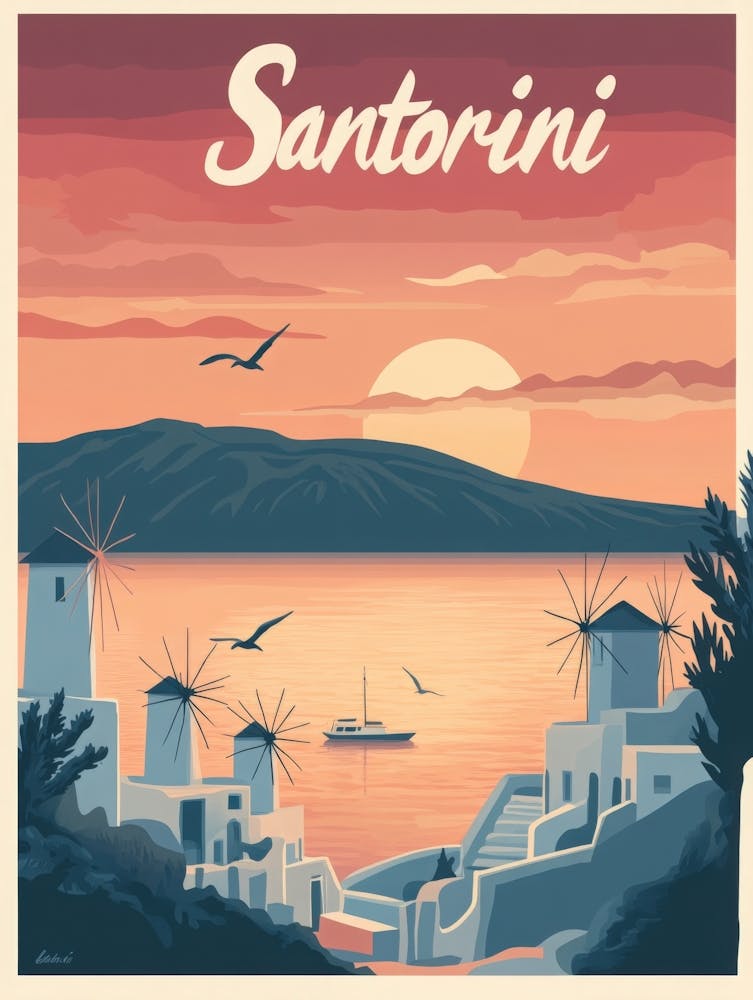 Aihrgdesign A Classic 1960s Travel Poster For Santorini 1