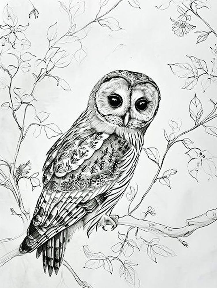 Dessin au Marqueur Chouette de Tengmalm 3
