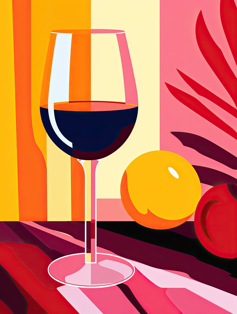 Glass Of Wine And Lemon, Inspired by Matisse