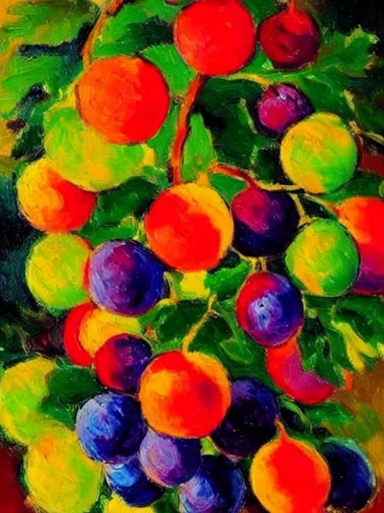 Grapes Fruit Vibrant Matisse Inspired Painting Fruit