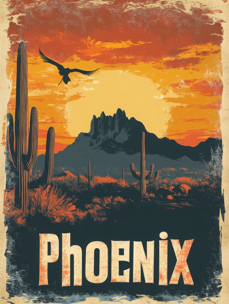 Aihrgdesign A Vintage Travel Poster Of Phoenix Featuring The 7