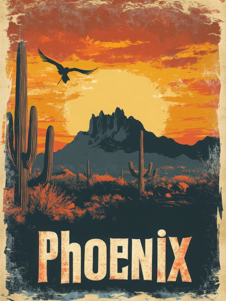 Aihrgdesign A Vintage Travel Poster Of Phoenix Featuring The 7