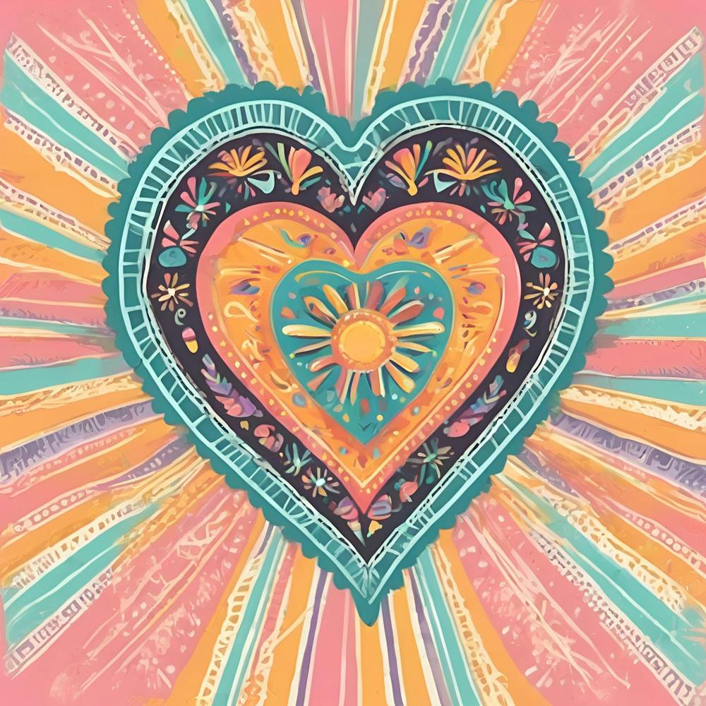 Retro Style Dia de los Muertos Mexican Heart