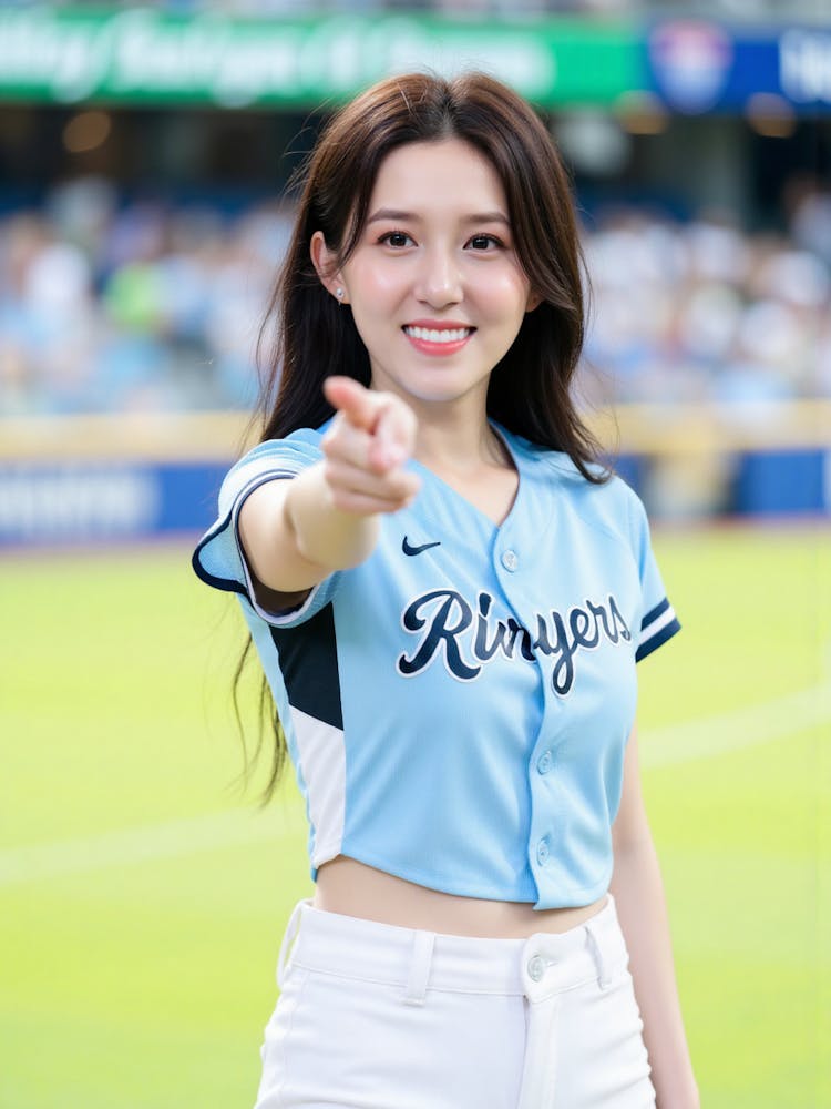 Fille Asiatique En Uniforme De Baseball 1