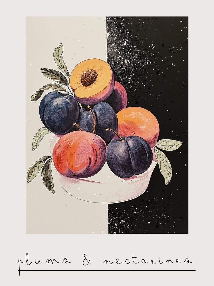 Art Deco Plums & Nectarines Poster