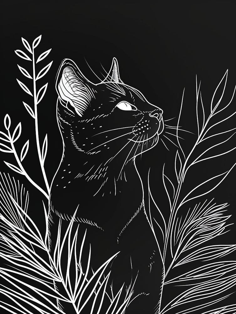 Chartreux Cat Minimalist Illustration 1