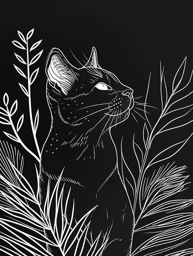 Chartreux Cat Minimalist Illustration 1