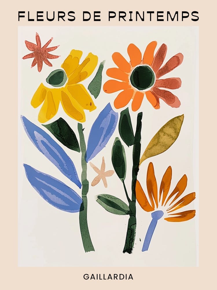 Spring Floral French Poster  Gaillardia 4