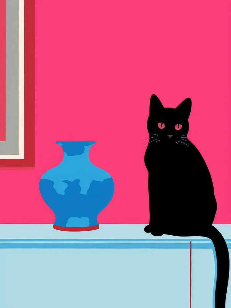 Black Cat In A Vase