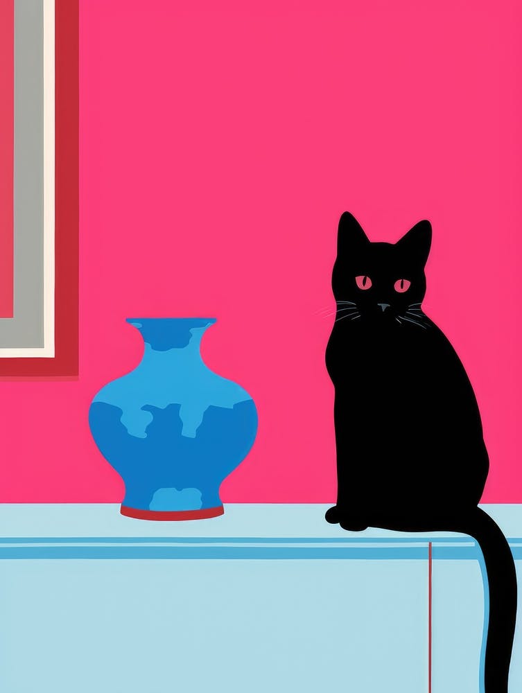 Black Cat In A Vase