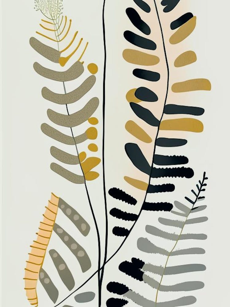 Maidenhair Spleenwort Wildflower Modern Muted Colours 2