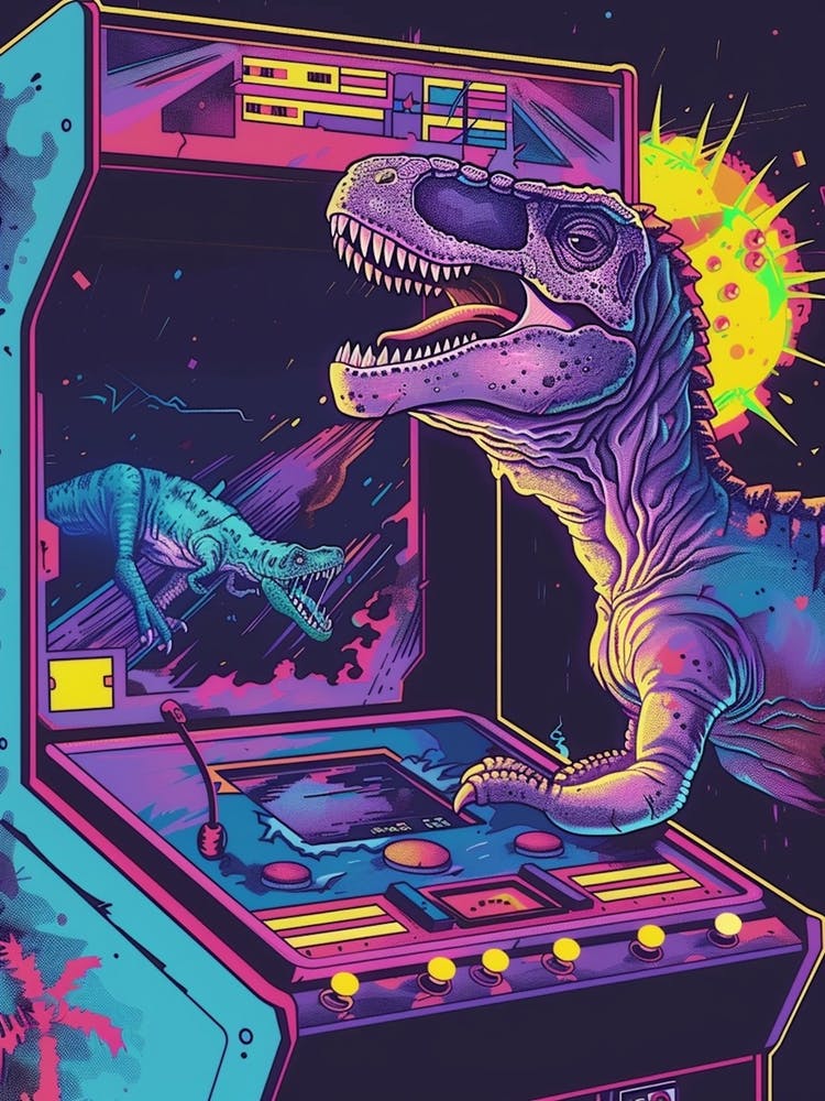 Dinosaur Retro Video Game Illustration 2