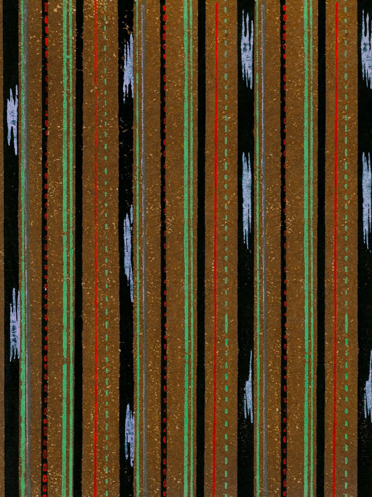 Vintage Ukiyo-e Woodblock Print Of Japanese Textile, Shima Shima, Furuya Korin (225)