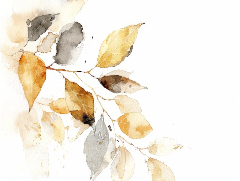 Watercolor Of Autumn Leaves