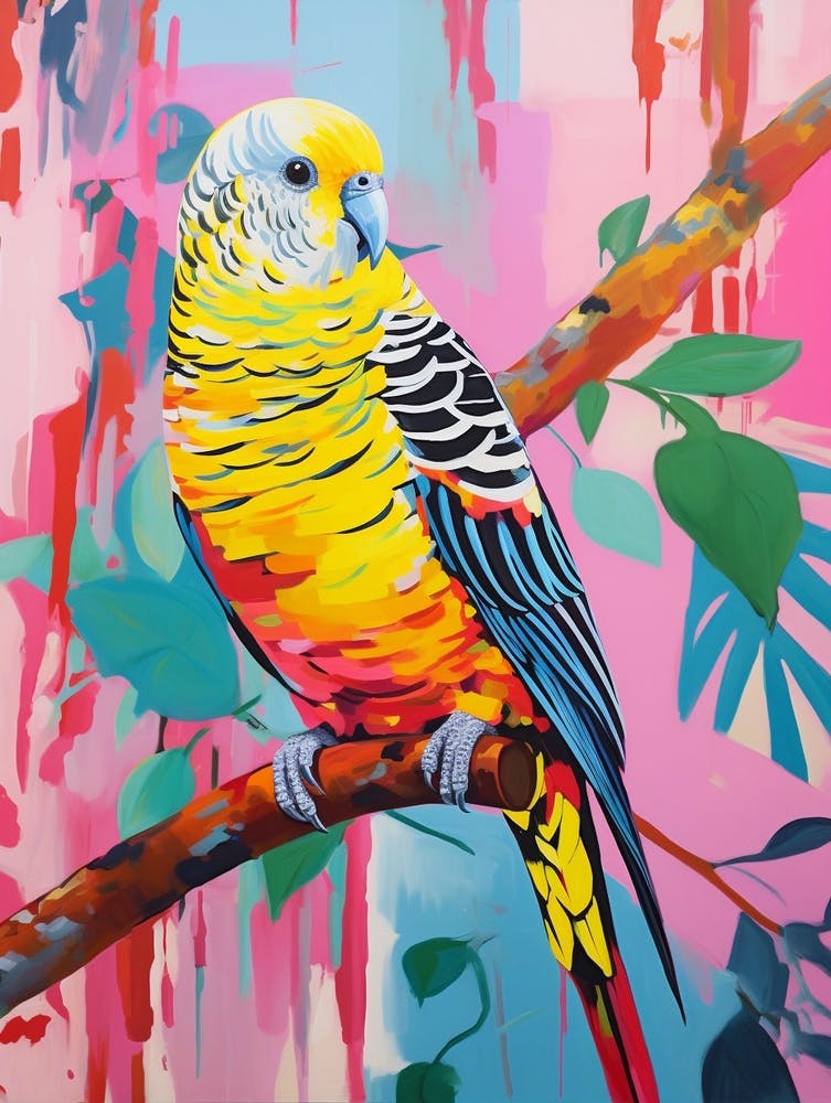 Peinture d'Oiseau Colorée Perruche 4