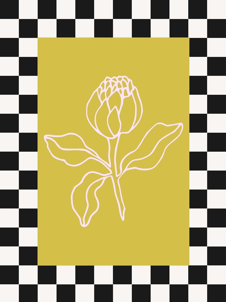 Modern Checkered Flower Poster  3