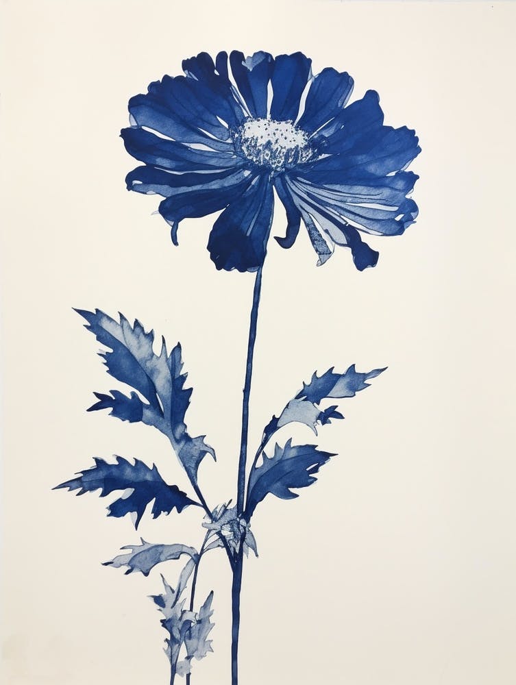 Blue Botanical Chrysanthemum 2