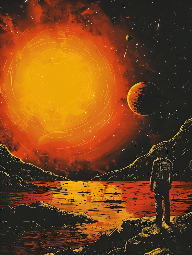 Mann, der die Sonne betrachtet