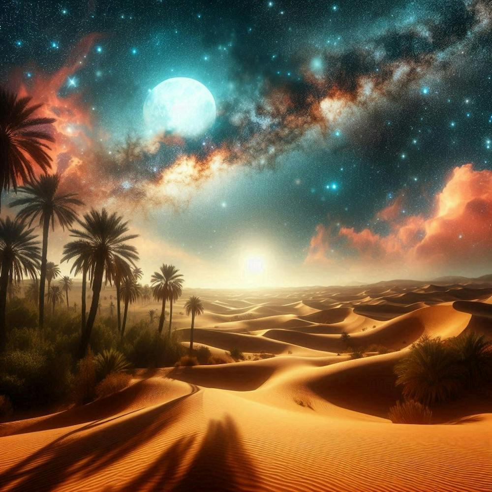 Wüstenlandschaft mit Sternen