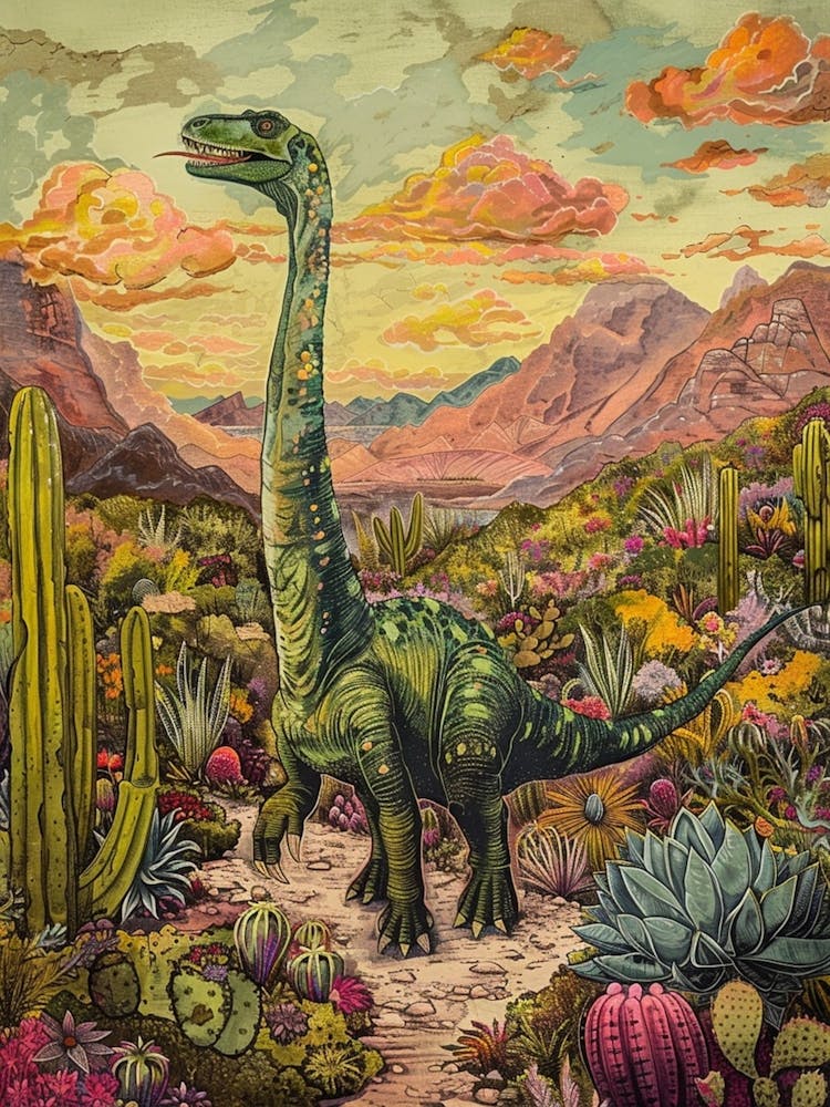 Dinosaur In The Desert Painting