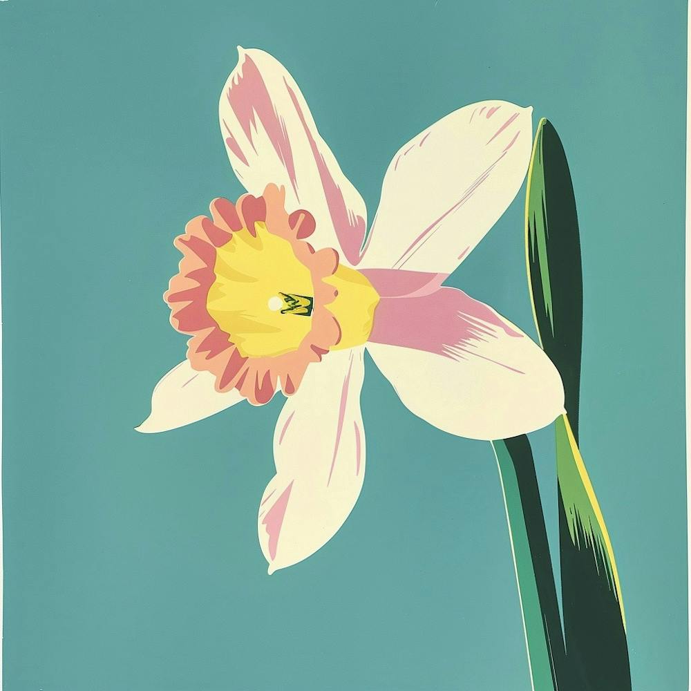 Daffodil 2 Square Flower Illustration