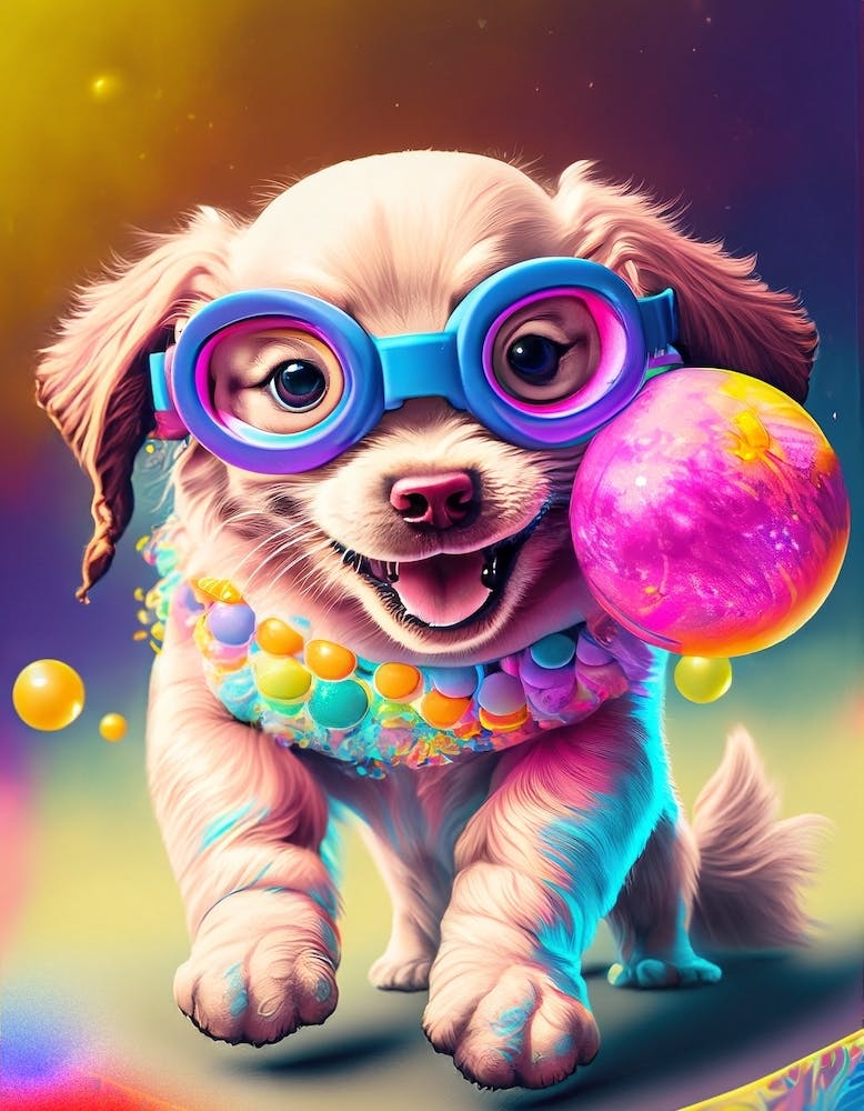 Puppy Play With Colorful Balls
