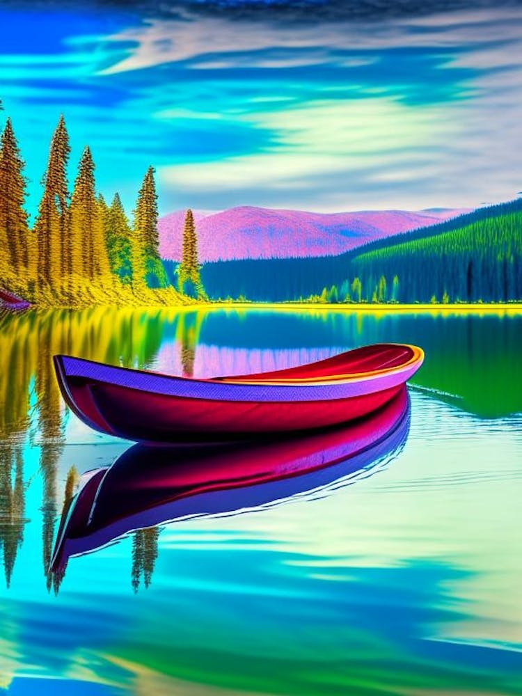 Canoe On Lake Water Waterscape Pop Art Photography 1
