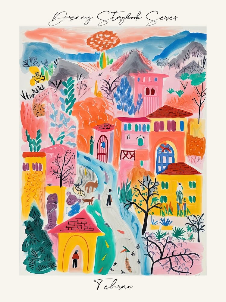 Poster Of Tehran, Dreamy Storybook Illustration 4