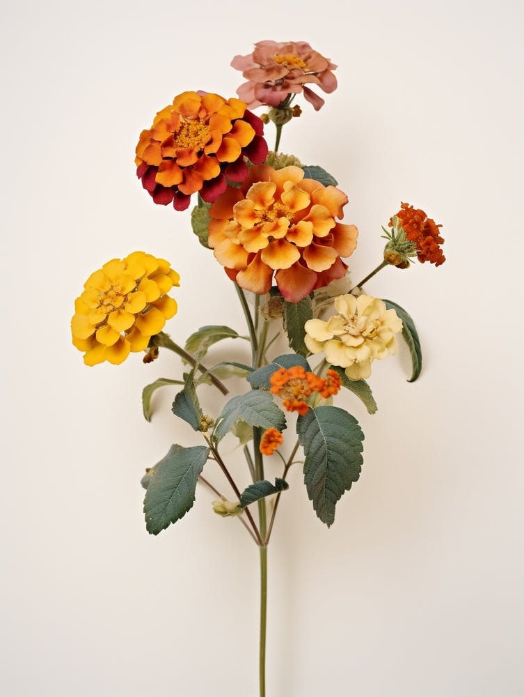 Pressed Flower Botanical Art Lantana