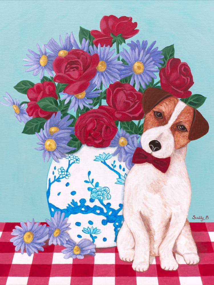 Chinoiserie Vase And Jack Russell