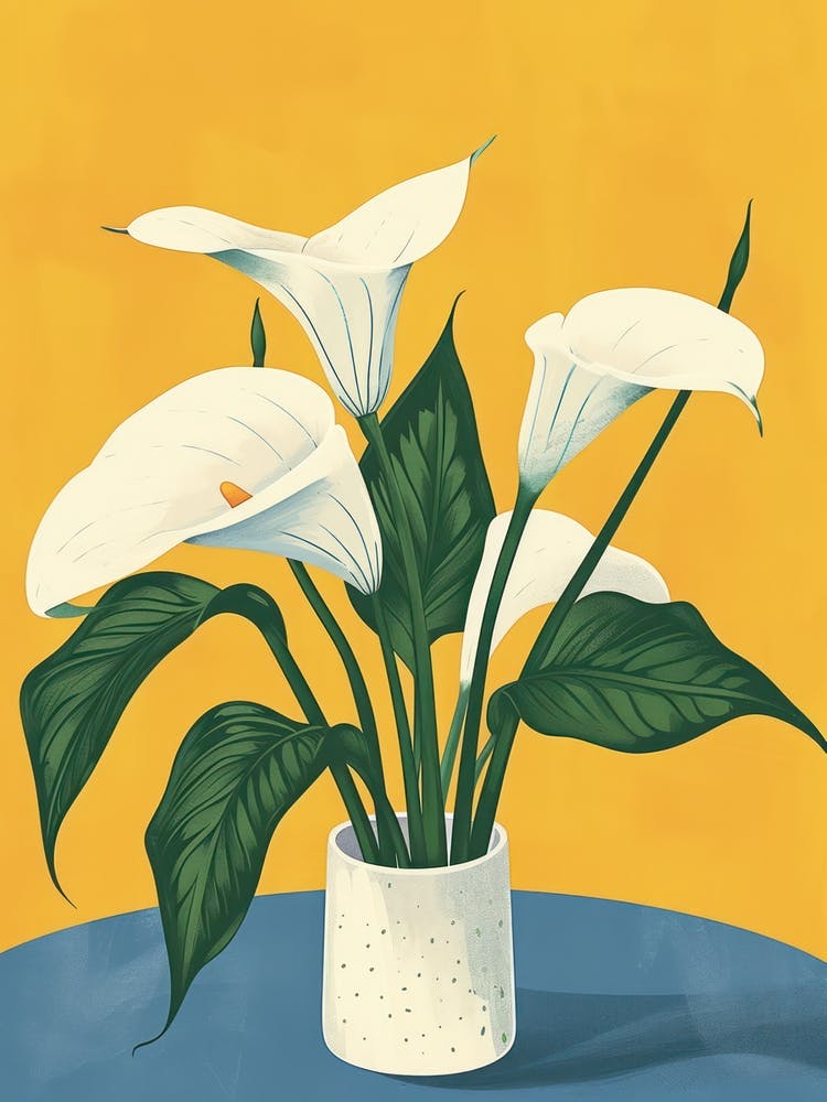 Calla Lily Flowers On A Table   Contemporary Illustration 3