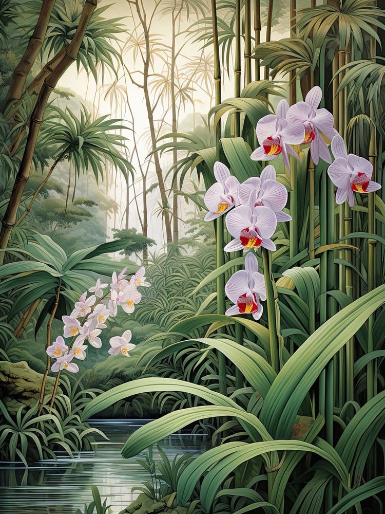 Bamboo Orchid Flower Victorian Style 2