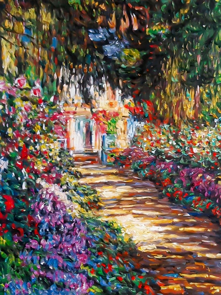 Claude Monet Fine of Garden Path at Giverny, 1902 - Belvedere Museum Vienna Austria in HD for Feature Wall Decor - Fully Restored High Definition