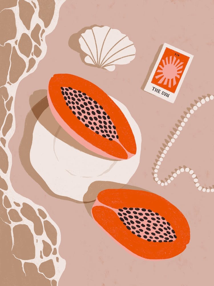 Papaya And Pearls on the Beach