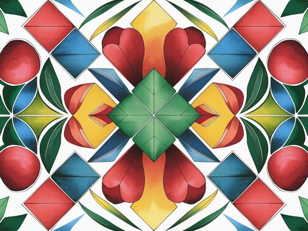 Mandala Art Vibrant Red, Blue, Yellow Tile Pattern