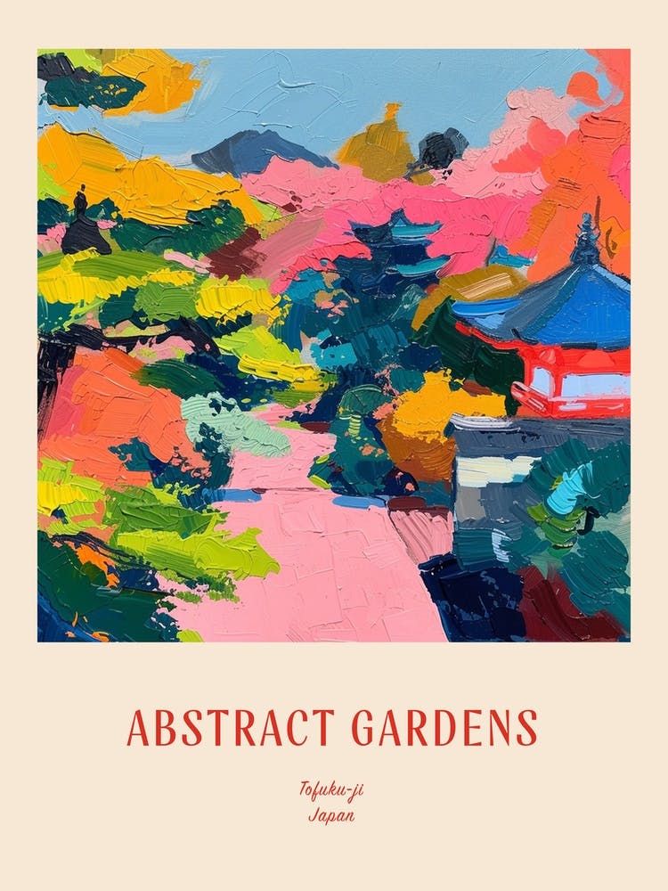 Colourful Gardens Tofuku Ji Japan 2 Red Poster